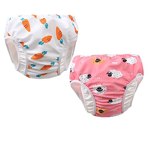 2 PC Fashion Baby Reusable Swim Diaper Leakproof Swimming Shorts Suitable for 0-3 Years Boys & Girls Shower Gifts & Swimming Lessons (Set A, 3XL/28-36lb/ 2-3 Years)