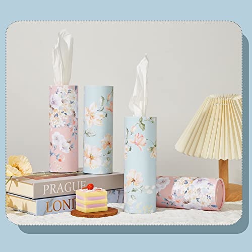 Car Tissue,4 Pack Cylinder Tissue Boxes,Car Tissue Holder With Facial Tissue Bulk,Refill Car Tissues Box Round Container,Travel Tissues Perfect Fit For Car Cup Holder(200 Tissue Total/3-Ply) #TOP3