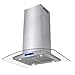 AKDY Stainless Steel Island Mount Kitchen Cooking Range Hood with Tempered Glass, LED Lights and Touch Control Panel (36 in.)