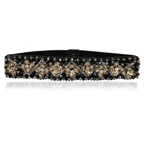 Women's Rhinestone Belts, Crystal Beaded Elastic for Prom Evening Dresses