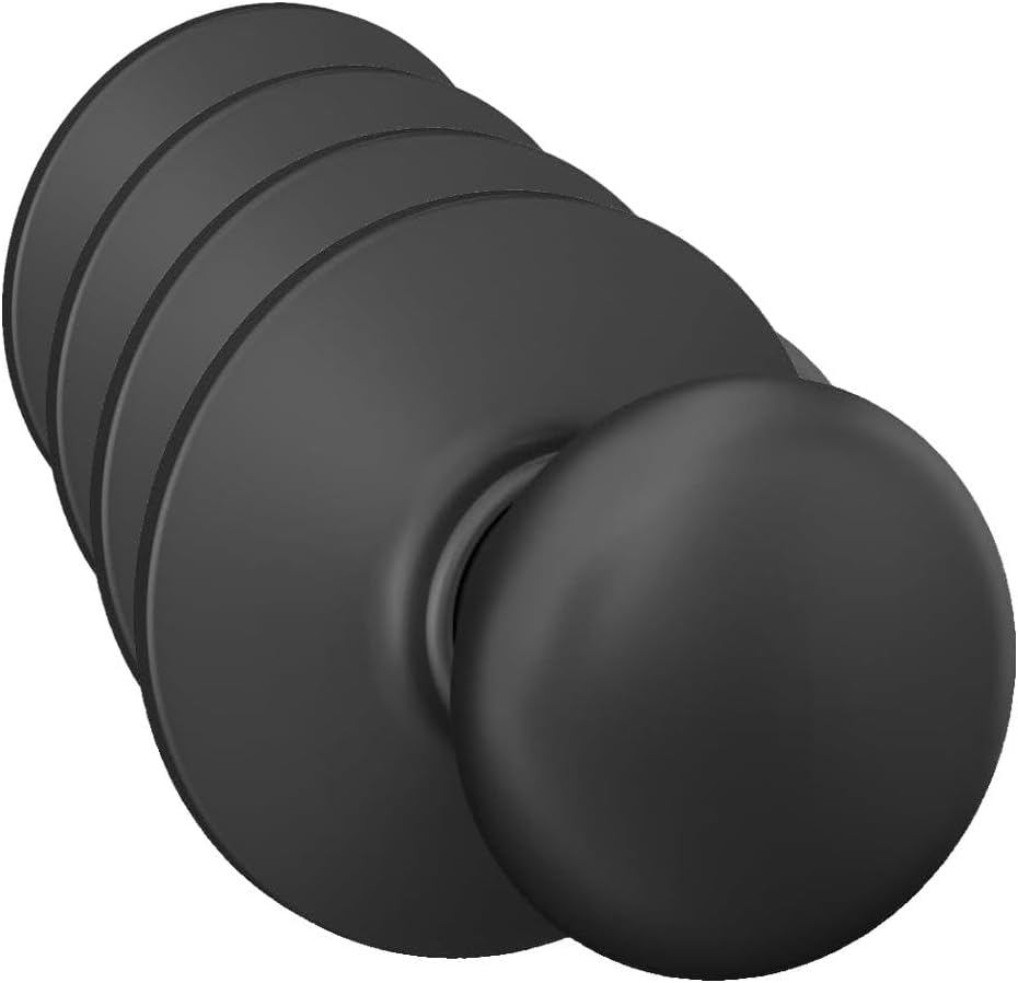 SCHLAGE F10 PLY 622 Plymouth Door Knob, Hall & Closet Passage Lock, Matte Black (Pack of 4)