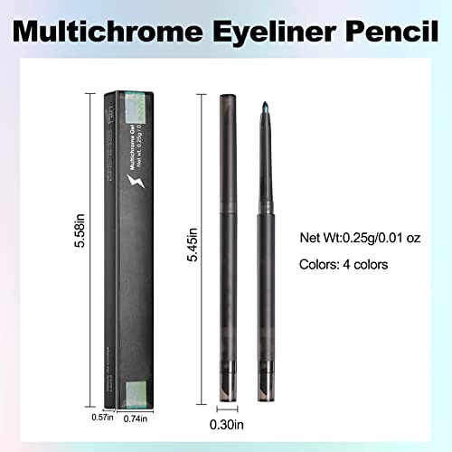 Erinde Multichrome Gel Eyeliner Pencil, Glitter Metallic Intense Color Shifting Colorful Eye Liner Makeup, Long-Lasting, Smudge-Proof, Waterproof, Pink Gold Shifting Eyeliner Pen (#Aurora) #TOP6