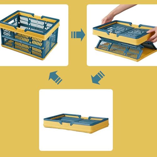 Klein Klappboxen Faltbar Aufbewahrungskiste Einkaufskorb aus Kunststoff Aufbewahrungskorb 30 * 20 * 15.5 cm für Küche Bad Büro Schlafzimmer Schrank (Klares Wassergrün)