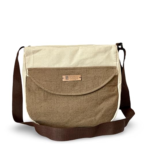 Image of Canvas Messenger Bag, Stylish Unisex Beige Flap Bag for Women & Men, Durable, Spacious, and Perfect for Everyday Use