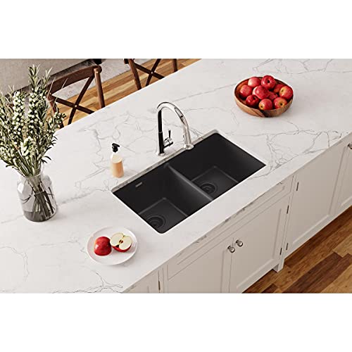Elkay Quartz Classic Elgu3322Bk0 Equal Double Bowl Undermount Sink, Black #TOP1