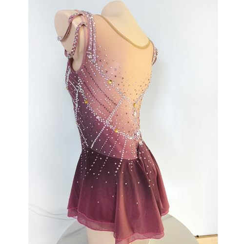 JoyCan Vestido de patinação artística com strass roxo para meninas, Roxa, M