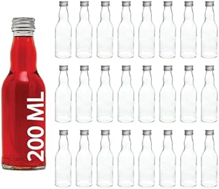 casavetro 24 Small Glass Bottles 200 ml with Screw Cap lid 7.04 oz Bottles for Juice, Liquor, Vinegar and Oil (24 x 200ml)