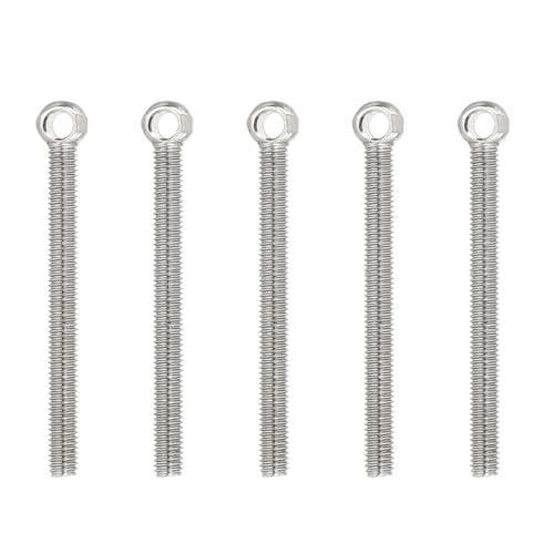 PATIKIL Bulloni Ad Occhio Con Spalla Di Sollevamento M5x58mm 5 Pezzi Bulloni Filettati Ad Occhio Per Sollevamento 304 Acciaio Inossidabile Per Sospensione Valvole Fissaggi Argento