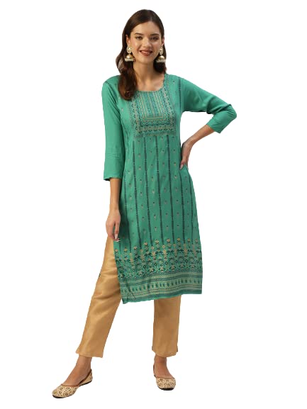 Kurta en viscose verte motifs ethniques : finis les vêtements inconfortables