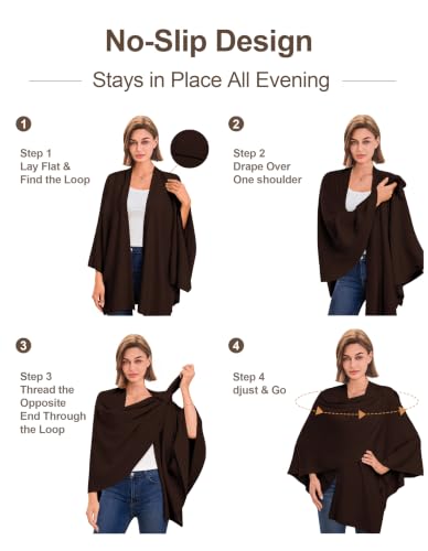 Image of PULI Womens Cross Front Poncho Shawl Wrap Elegant Wedding Formal Gift
