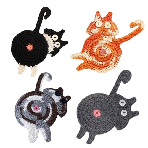 4PC Drink Coaster Cat Gifts for Cat Lovers Fun Woven Creative Coasters Cute Coffee Coaster for Home Decor Tabletop Protection Suitable for Kinds Cups