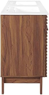 Modway Render 48" Double Sink Bathroom Vanity Cabinet in Walnut White