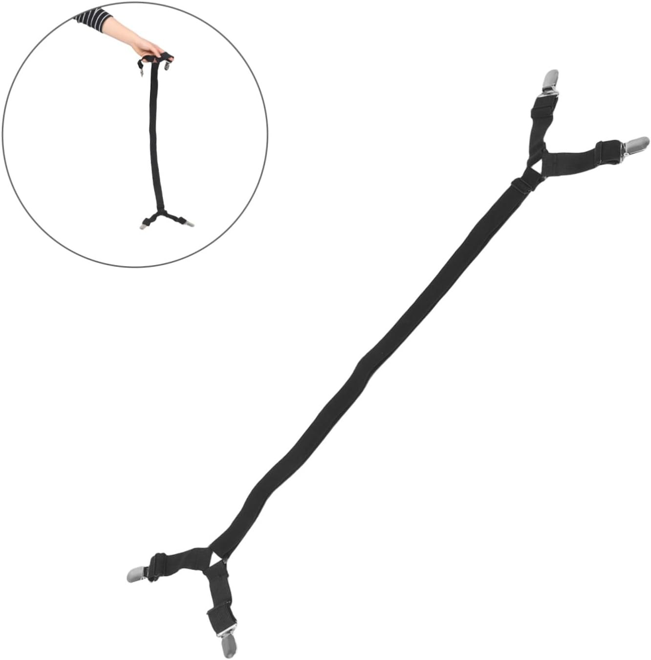 ULTECHNOVO Bed Sheet Clips and Holder Straps Non-Slip Adjustable Fasteners for Sheets and Quilts Black Elastic for Mattress and Sofa Covers 2pcs