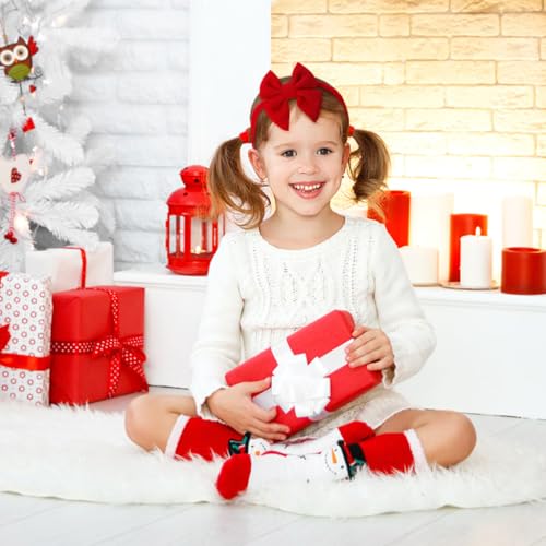 Image of PALAY 3Pcs Christmas Baby Hairband Set - 3 Color Bow Headbands for Kids Girl - Stretchy & Comfortable for Baby Girls