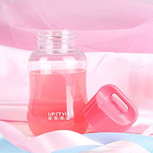 Drinkfles, draagbare sportfles, mini plastic beker, handbeker met touw, geschikt voor outdoor, wandelen, kamperen, reizen, sport, ook geschikt voor dagelijkse dranken, opslag (3 stuks, roze, blauw, groen, 200 ml) - Image 4