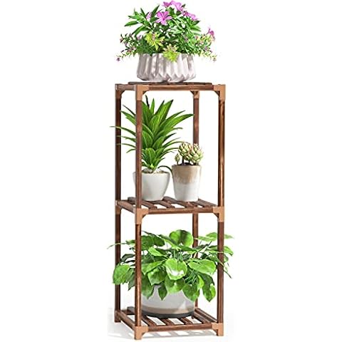cfmour Wood Plant Stand Indoor, 3 Tier Tall Plant Shelf Flower Pot Stands Display Rack Holder Outdoor, Small Space Planter Stands Shelves for Corner Living Room Garden Cover