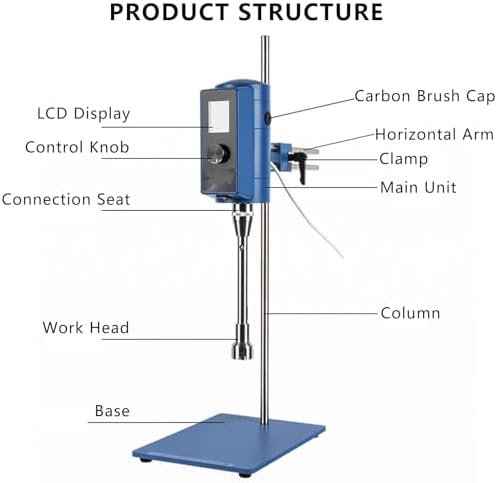 High Shear Dispersing Machine for Cosmetics, 500W Homogenizer with Digital Display, 220V Lab Emulsifying Equipment for Paint and Coating, 50F Cantilever Design
