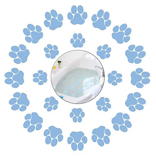 24 Pcs Waterproof Non-Slip Dog Footprint Stickers With Scraper For Bathtub Tub Stairs Kitchen Shower Room Treads Bathroom Floor Appliques,Self-Adhesive Anti-Slip Decals Sticker Pack(Dog Paw-Blue) #TOP2