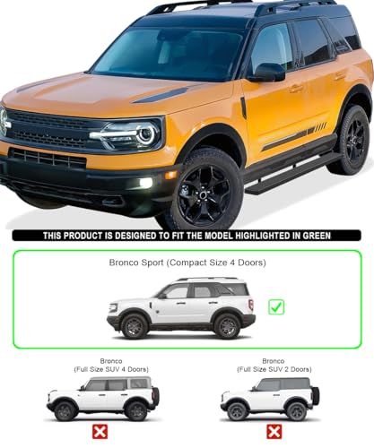 Estribos negros de acero inoxidable 5in para Ford Bronco Sport 21-26 miniatura 2