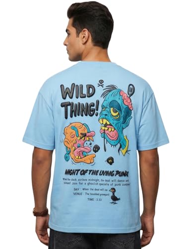 Image of Veirdo Oversized Baggy Fit Drop Shoulder Graphic Printed Design Half Sleeve T-Shirt for Men (Available Sizes: S to 2XL)