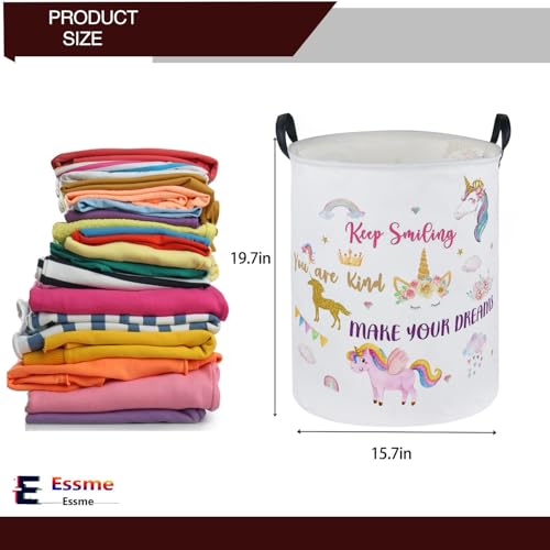 Image of Essme Kids Laundry Basket,Unicorn Hamper Collapsible Waterproof Storage Bin for Girls,Gift Baskets(Color Unicorn)