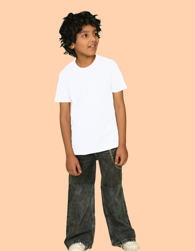 Image of Nusyl Boys Half Sleeves Solid T-Shirt for Kids | Soft Cotton Blend | Comfortable Regular Fit | Casual 2-16 Years | Multiple Colors & Pack Options