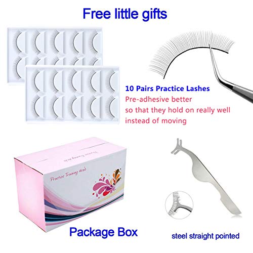 Practice Training Head, Beauty Star Makeup Cosmetology Mannequin Head Doll Eyelashes Extension Face Makeup Massage Practice with 10 Pairs Practice Lashes, Stainless Steel Straight Pointed