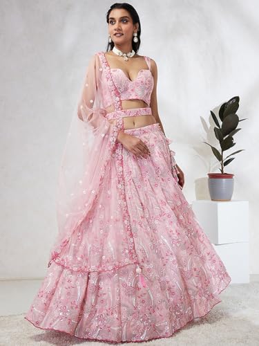 Lehenga 13360 en georgette avec ceinture brodée et paillettes chic - 2