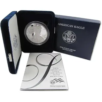 2008 W American Silver Eagle Choice Proof Bullion $1 Coin