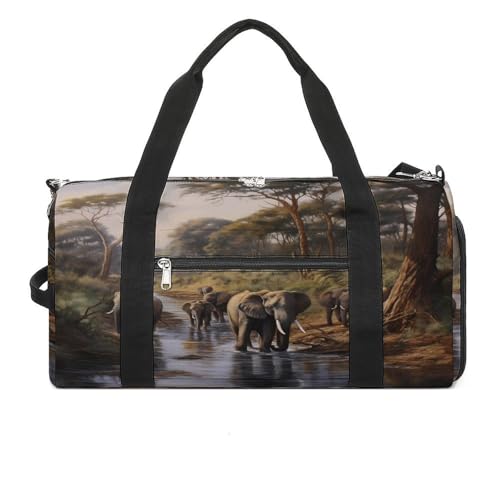 African Elephant Gym Bag Travel Duffel Bag Sports Tote Bag Workout Bag Weekender Bag for Women Men