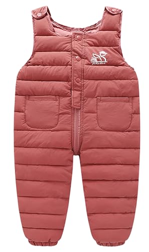 Panegy Kid’s Insulated Waterproof Snow Pants Windproof Warm Ski Bib Overalls Winter Classic Warm Soft Insulated Overalls Jumpsuit Snowboard Clothes Rouge 2-3 Years