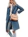 Tanming Women's Notch Lapel Double Breasted Wool Blend Mid Long Pea Trench Coat (Blue-L)