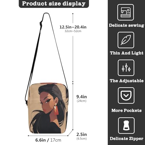 messenger bag for women crossbody crossbody bag men Cross Over Purse Adjustable Strap for Shopping Shopping- African Women Long Hair3