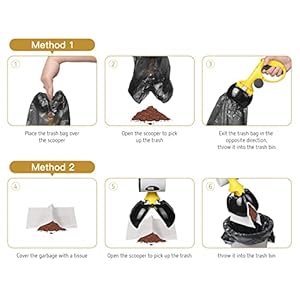 Pet Pooper Scooper for Dogs and Cats with Trash Bags Holder, Non-Breakable High Strength Material Poop Scooper for Easy Grass and Gravel Pick Up(Including a roll of Trash Bag) (Yellow)