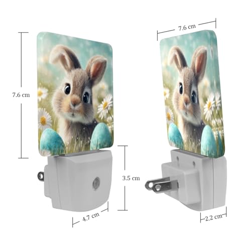 Image of NEWzone Easter Rabbit Eggs Night Light [2 Pack], Plug in Wall Led Night Lights Decor for Boys Girls Room, Dusk to Dawn Sensor Wall Lamp for Stairway /Bedroom /Kitchen /Nursery Room