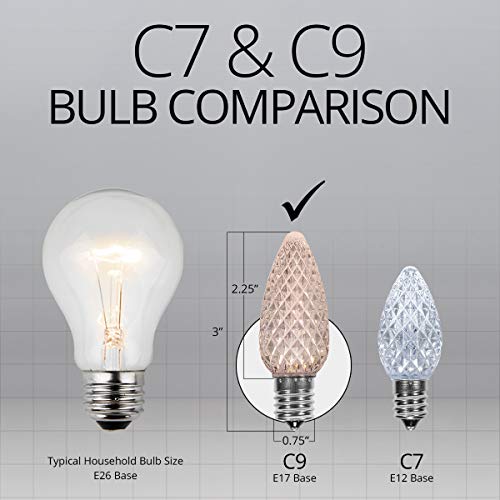 50' C9 Opticore Led Warm White Commercial Outdoor Twinkle Christmas Lights – Heavy Duty Twinkle Christmas String Lights; Green Wire (50 Lights, Warm White) #TOP7
