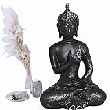Bony Elite Figura de Buda Tailandesa en Resina: Decoración Zen y Feng Shui Hogar 23 cm Estatuilla de la Suerte en Bronce en un Ambiente Calmante Aporta Tranquilidad y Energía Positiva