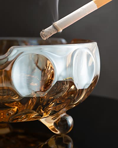 Starstree Crystal Ashtray Amber Indoor Luxury Glass Cigarettes Ashtrays Modern For Home Patio Office & Bar, Room Decoration, Unique Father's Day Gift For Men #TOP1
