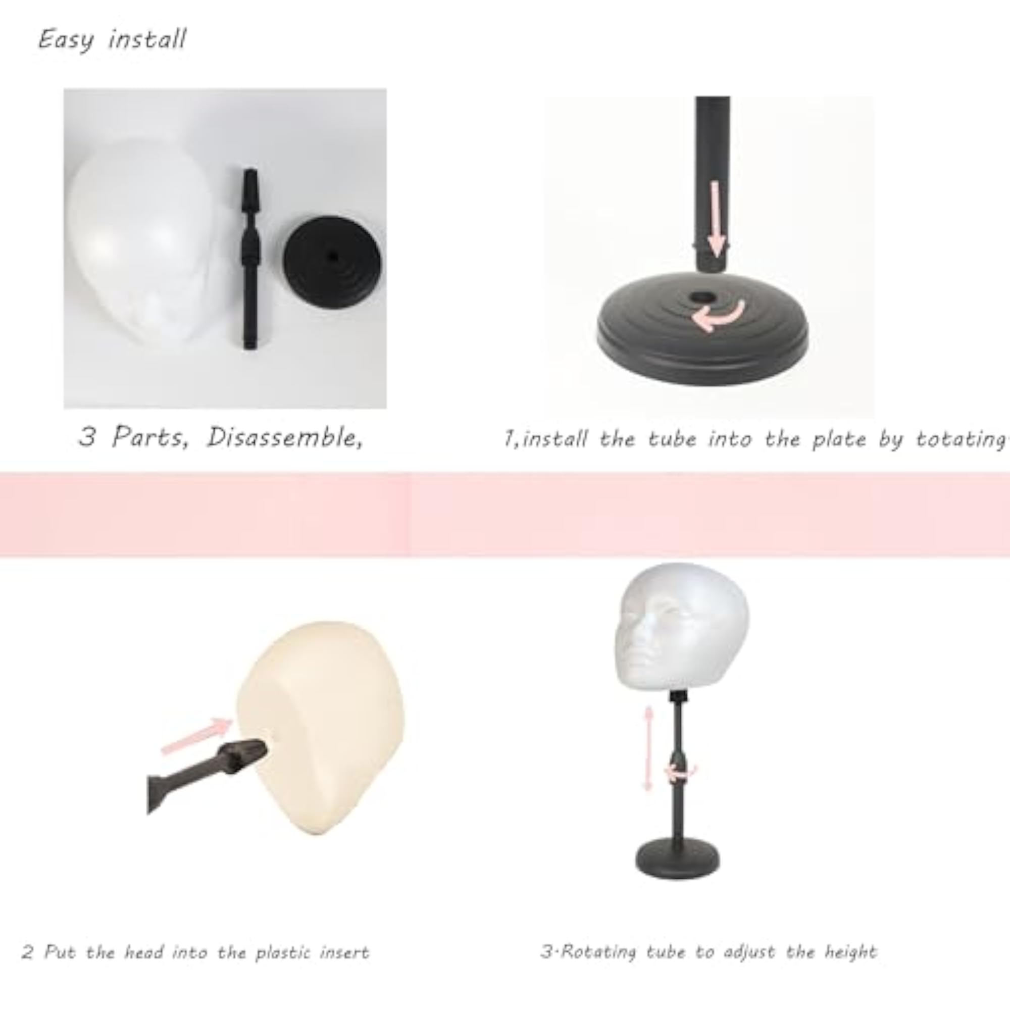 Adjustable Styrofoam Mannequin Head Holder Stand