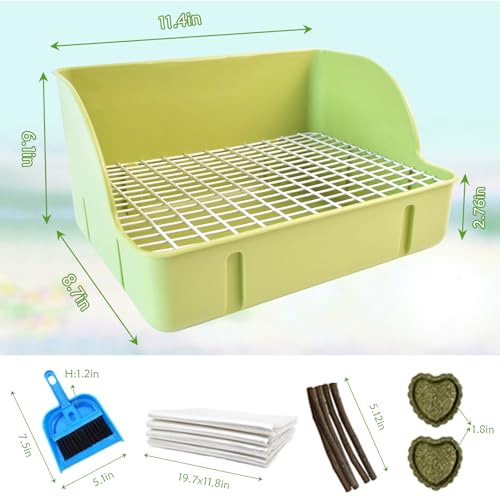 Image of Guinea Pig Litter Box,Bunny Plastic Square Cage Toilet with Grate Rabbits Corner Litter Bedding Small Animal Pet Toilet Box Potty Trainer Pet Pan for Guinea Pig Ferret Chinchilla(Green)