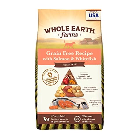 Whole Earth Farms Natural Grain Free Dry Kibble, Wholesome And Healthy Dog Food, Salmon And Whitefish Recipe - 25 LB Bag Cover