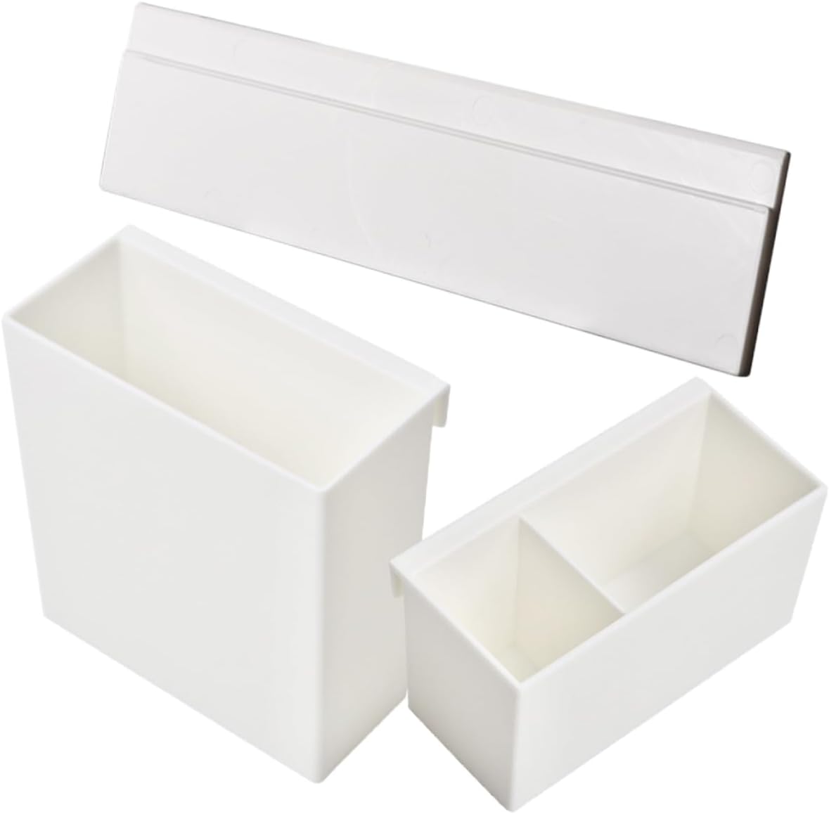 Healifty Space-saver Wall Storage Box Set 2pcs Hanging Bins for Organizing Pantry Bathroom Office Supplies White