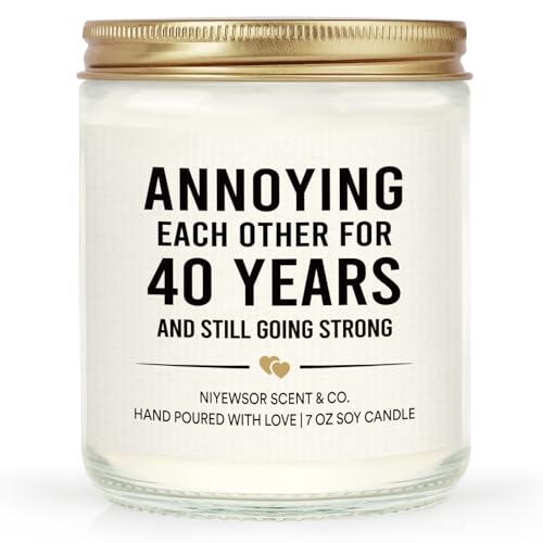 Product Image of the Niyewsor 40th Wedding Anniversary Couple Gifts, 40th Anniversary Candle Gift for Couples, Parents, Husband, Wife, Him, Her, Friends, Ruby Wedding Keepsake, Handmade, 7oz