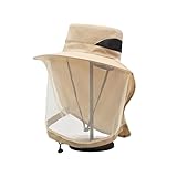 虫除け帽子 ガーデニング 農作業 帽子 レディース メンズ 日よけ メッシュ付 UVカット 虫除けハット ツバ広 虫よけ 日焼け防止 登山 虫の侵入を防ぐ 蚊避け 蜂除け 通気性 釣り 自転車 養蜂 男女兼用-ベージュ||F