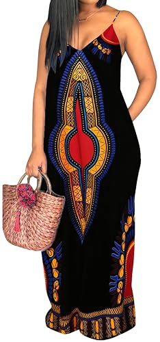 Image of SeNight Women's Maxi Denim Dress Spaghetti Strap with Pockets | Maxi Denim Dress Spaghetti Strap Loose Fit Summer Beach Long Dress with Pockets