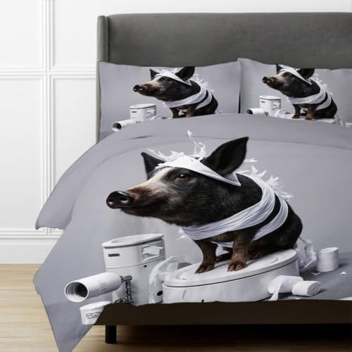 Linge de lit 220x240 cochon noir pour en finir avec la literie difficile à ranger - 4