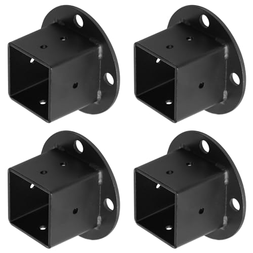 OTTFF 4 Pack 2" x 2" Black Square Post Flange Base Anchor, Deck Fence Rail Floor Mount Bracket,10 Gauge - Thumbnail 4