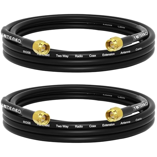 YOTENKO RG58 Coaxial Cable SMA Male to Male Cable 6FT 2-Pack, SMA Male Adapter Jumper Extension Antenna Cable, 50 ohm Coax Low Loss for LAN RTL SDR Dongle ADS-B GPS Receiver