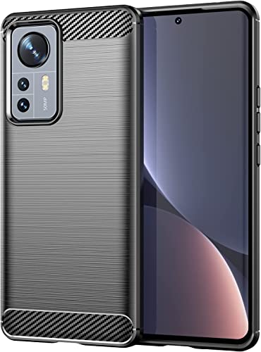 Image of NPRC Hybrid Ultra Slim Protective Case TPU Non-Slip Carbon Fiber Texture Shockproof Case Cover for RedmI 12 Pro - Black