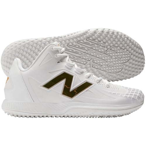 New Balance Men's Ohtani 1 Baseball Turf Shoes White/Gold Medium 10